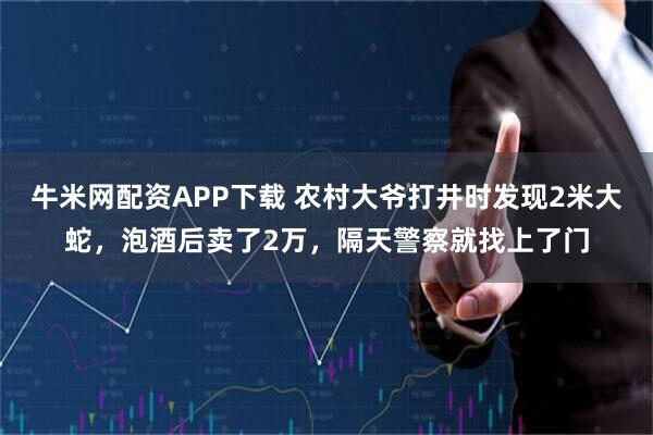 牛米网配资APP下载 农村大爷打井时发现2米大蛇,泡酒后卖了2万,隔天警察就找上了门