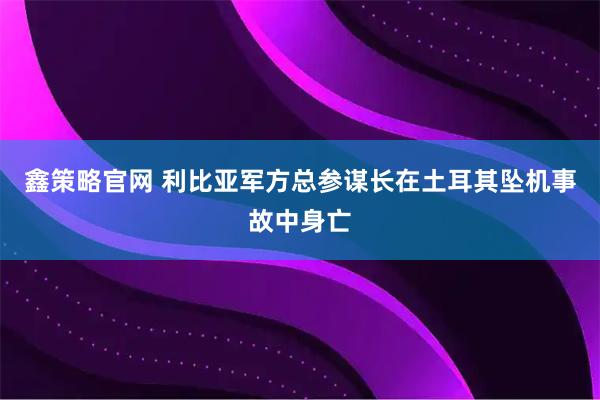 鑫策略官网 利比亚军方总参谋长在土耳其坠机事故中身亡